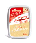 Jubiläumsverpackung Dr. Doerr Dresdner Fleischsalat ohne Gurke 85 Jahre Dr. Doerr